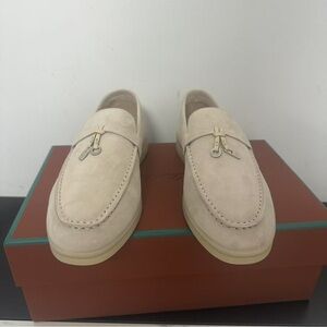 Loro Piana Cream Suede Loafers